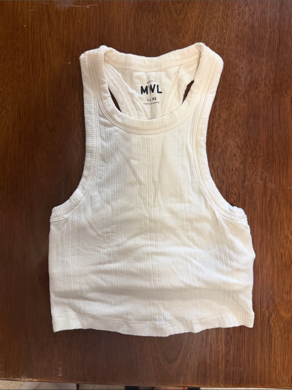 MADEWELL White Ribbed Racerback Crop Tank